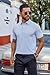 COOFANDY Men's Pique Polo Shirts Short Sleeve Cotton Casual Golf Shirts Basic Solid Color Collared T-Shirt, Light Blue, X-Large