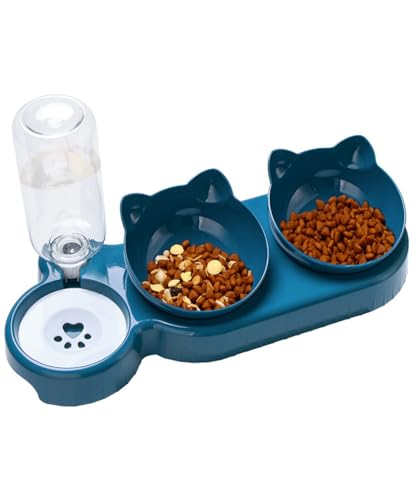トリニティ キャットフードボウル 猫餌皿 15度の角度つき 早食い防止 猫 水飲み 猫の食器 猫 えさ 小型犬 エサ台 ペット 水飲み皿 ペット用食器 猫 ご飯台 スナック/主食/飲料水 ライトブルー