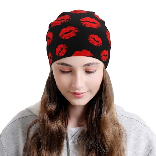 Valentines Day Beanie Chemo Hats for Women Men Hearts Slouchy Cancer Headwear Stretchy Skull Cap Soft Knitted Hat Nightcap Chemo Gifts — view 4