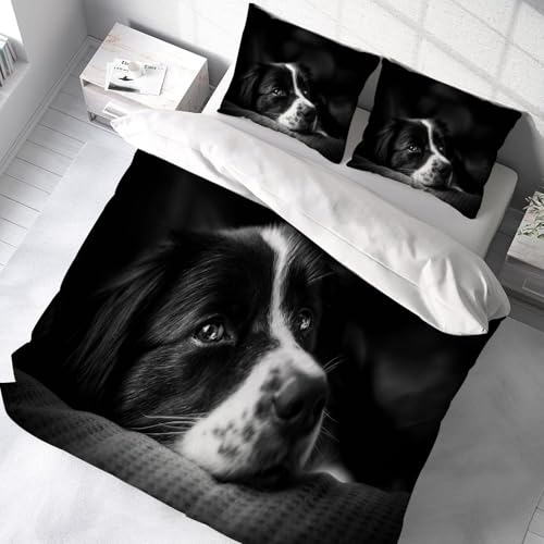 Parure de lit 100% microfibre Border Collie anti-plis grand format 228x264