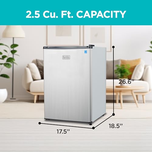 BLACK+DECKER 2.5 Cu. Ft. Compact Refrigerator, ENERGY STAR Certified, Single Door Mini Fridge with Chiller Compartment, - Additional View