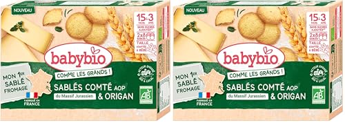 BabyBio Sablé comté AOP du Massif Jurassien & origan (Lot de 2)
