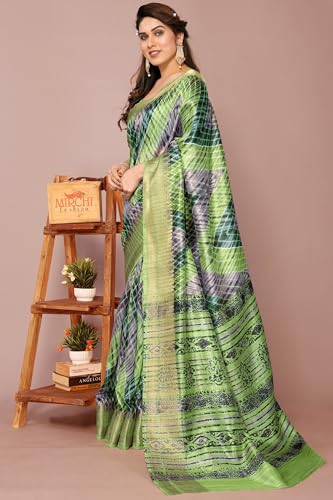 Image of MIRCHI FASHION Women Saree Cotton Silk Batik Block Printed | Breathable Office Wear and Regular Use Sari with Blouse Piece