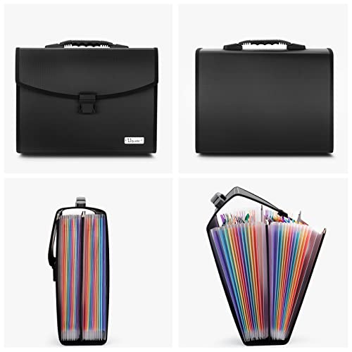 Uquelic- Pasta de arquivo expansível com 26 bolsos - Accordion Savor Document Organizer Folio com fi