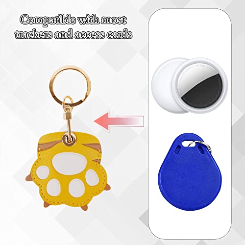 Image of Leather Keychain Case Holder Compatible with Apple AirTag, GPS Airtag Keychain Finder Tracker with Key Ring, Anti-Scratch Protective Air Tag Cover | Leather