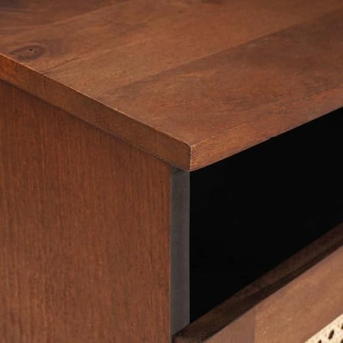 Support multimédia compact rectagnulaire en bois marron de 80cm - 7