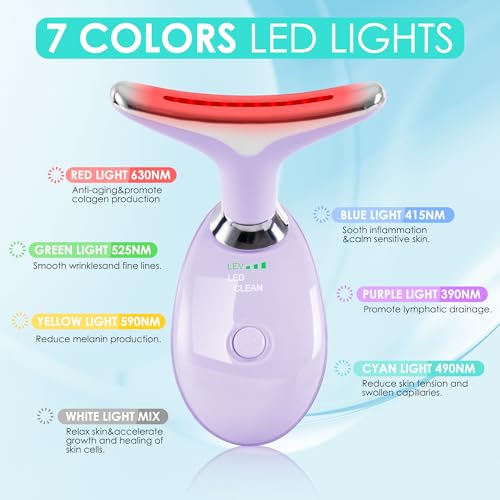 Image of Facial Massager Red-Light-Therapy-for-Face and Neck, Face 𝖲 culpting Wand with 7 Color (Light Purple)