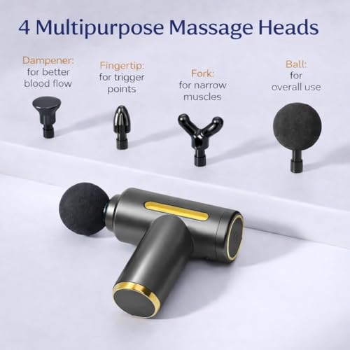 Image of SMAX Massage Gun for Pain Relief | Body Massager Machine for Back, Neck, Shoulder & Full Body | Deep Tissue Muscle Massager | Portable Cordless Electric Massage Gun with 4 Massage Heads | Type-C Rechargeable