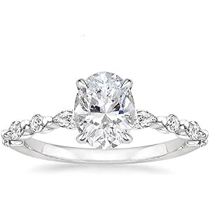 EAMTI 3 Carats 925 Sterling Silver Ring Oval Cut Cubic Zirconia Engagement Solitaire Marquise Promise Ring for Women Size 3-13