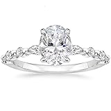 EAMTI 925 Sterling Silver Ring Oval Cut Cubic Zirconia Engagement Rings Solitaire Halo Promise Ring for Women Size 8