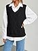 Trendy Queen Women' s V Neck Sweater Vest 2025 Fall Fashion Oversized Sleeveless Cable Knit Lightweight Cute Pullover Tops Winter Clothes Outfits Black