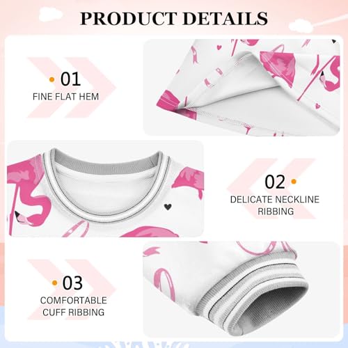 Flamingo Bow Girls Dresses Long Sleeve Sweatshirt Dress for Girls Winter Toddler Casual A Line Dresses Size 2-8T3