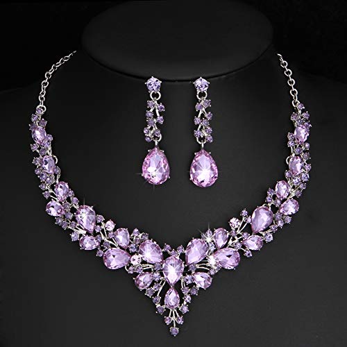 image for Molie Bridal Austrian Crystal Necklace and Earrings Jewelry Set Gifts 