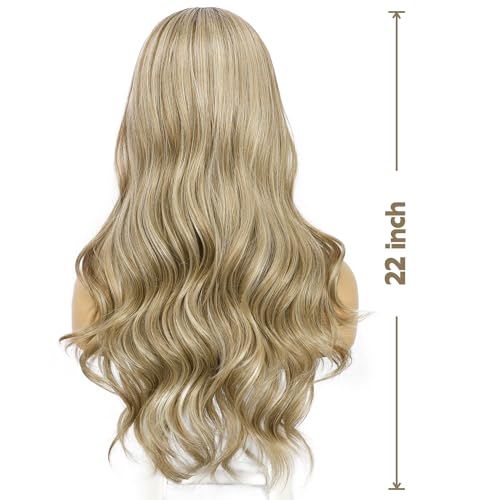 Sapphirewigs Blonde Lace Front Wig 13x4 Synthetic Wigs Body Wave Highlight Blonde Lace Front Hair Pre-plucked Daily Wear Party Christmas Date 22 inch - Image 3