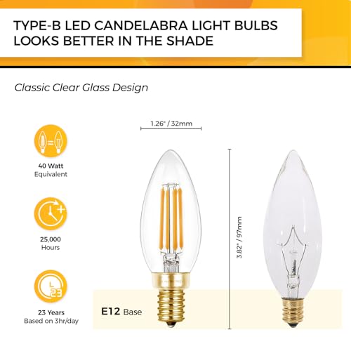 Hizashi Candelabra Light Bulbs 40W Eq, 2700K Dimmable, E12 LED Bulb 6 PCS - image 2