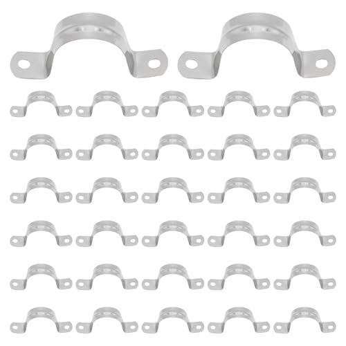 Image of 32Pcs 32mm / 1-1 /4 inch Stainless Steel U Bracket Pipe Clamps | Conduit Clamps,Rigid Pipe Strap,Two Hole Cable Strap,Fit for Tube, Wire Cord, Pipe (OD 32mm / 1-1 /4 inch is not ID 32mm / 1-1 /4 inch)
