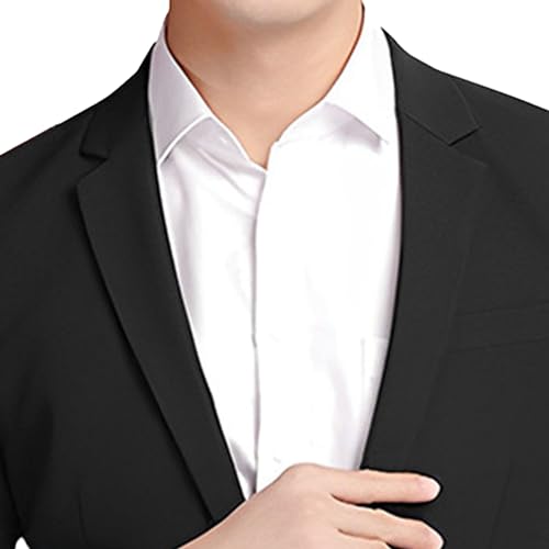 Men's Big Tall Suit Jacket Wedding Prom Dress Sport Jacket Black 2 Button Solid Male Big Blazer for Business & Casual4