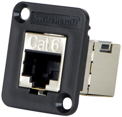 Switchcraft EHRJ45P6S RJ45 CAT6 Feedthru Jack, Shielded, Plastic Black Housing