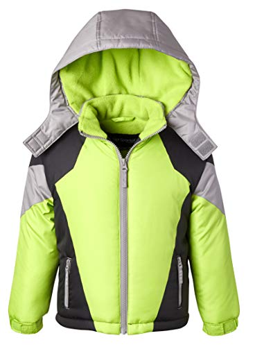 Coats For Boys Fleece Lined Snowboard Hooded Colorblock Winter Puffer Jacket - Lime (7) #TOP17