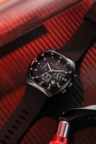 Image of Daniel Hechter Paris Bercy Collection Modern Multi Functional Watch for Men with Square Dial and Silicon Band-DHM1001