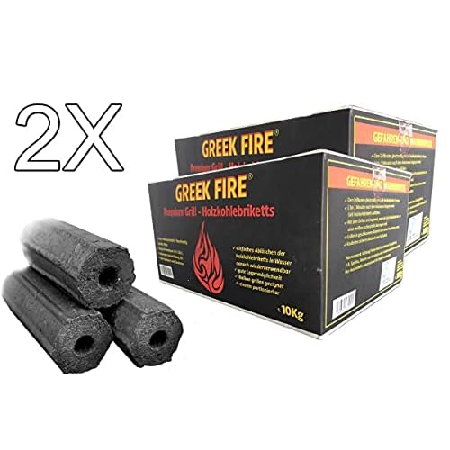 GREEK FIRE Premium Grill Holzkohlebriketts 2 x 10 Kg