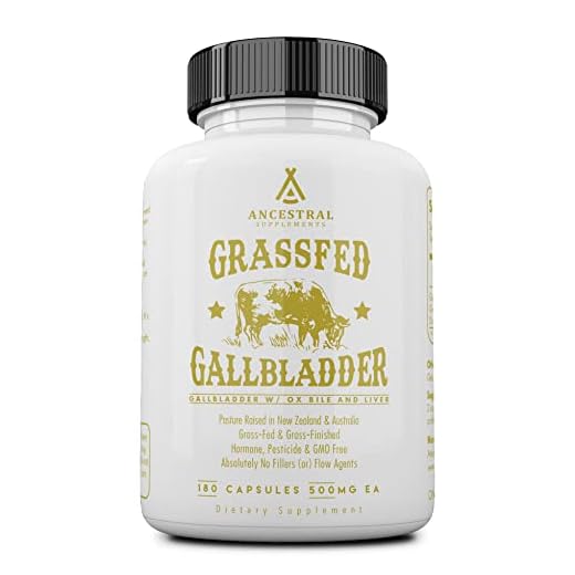 Ancestral Supplements Grass Fed Beef Gallbladder Supplements with Ox Bile and Liver, 1000mg, Liver and Gallbladder Support Complex Promotes Gallbladder & Digestive Health and Bile Flow, 180 Capsules