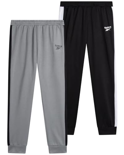 Reebok Boys Sweatpants - 2 Pack Performance Tricot Boys Joggers Athletic Pants with Elastic Waistband (Sizes Run Small)