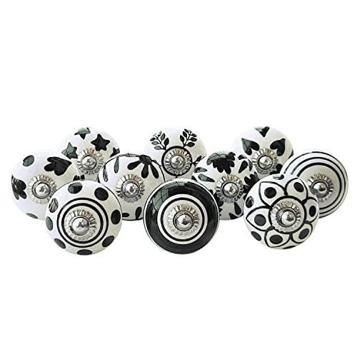 Royal Kraft Vintage Hand Painted Ceramic Pull Knobs for Kitchen Cabinet, Door & Drawer, Wardrobe, Cupboard (Set of 10) Sknob010