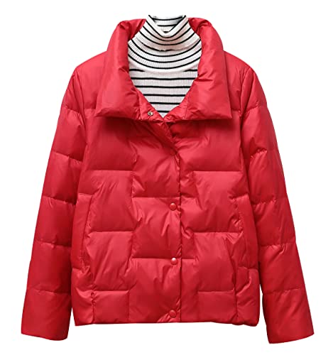 Plumifero Ultraligero Mujer Chaqueta Plumas Ligeros Mujer Invierno Plumífero Ligero Anorak Mujer Plumon Down Puffer Jacket Plumiferos Abrigo Cazadora Plumas Pluma Mujer Plumones Acolchado Rojo L