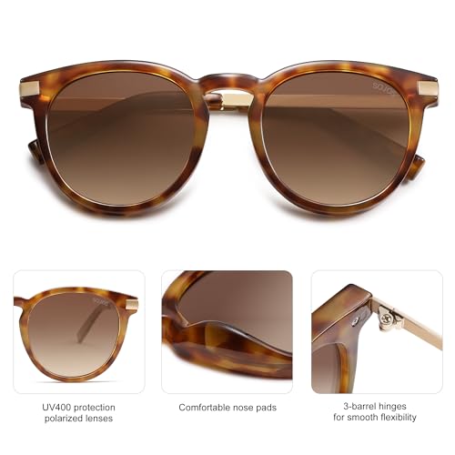 SOJOS Retro Round Polarized Sunglasses Womens Mens Classic Vintage Trendy Sunnies SJ23684