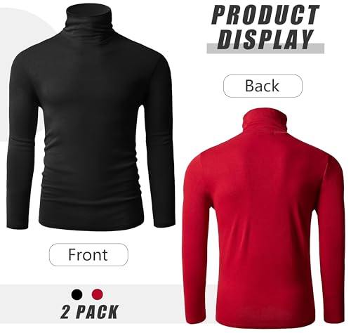 TAPULCO Men Turtleneck Long Sleeve Knitted Pullover Basic Slim Fit Casual Soft Comfy T Shirts2