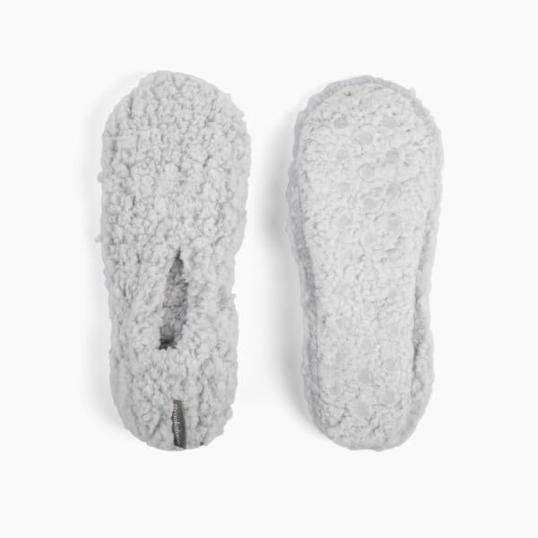 Image of Brookstone Plush Footies - Memory Foam Slippers with Ultra-Soft Sherpa, Non-Skid Sole, One-Size-Fits-Most, Machine Washable for Women, Stocking Stuffers and Christmas Gifts