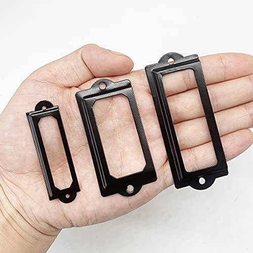 Adiyer 32Pcs Black Metal Label Holders Office Library File Drawer Cabinet Card Tag Label Holder Metal Frame 70Mm X 33Mm #TOP4