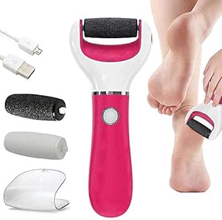 BOMPOW Foot Scrubber Electric Callus Remover Rechargeable Foot File Hard Skin Remover Pedicure Tools Electronic Callus kit for Cracked Heels and Dead Skin with 2 Roller Heads