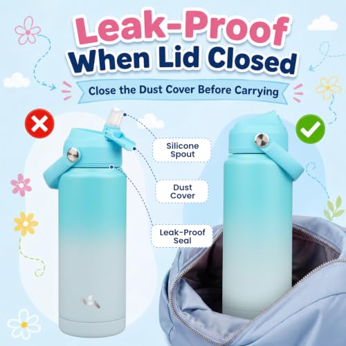 Image of Konokyo 24 oz Insulated Stainless Steel Sports Water Bottle with Straw Lid