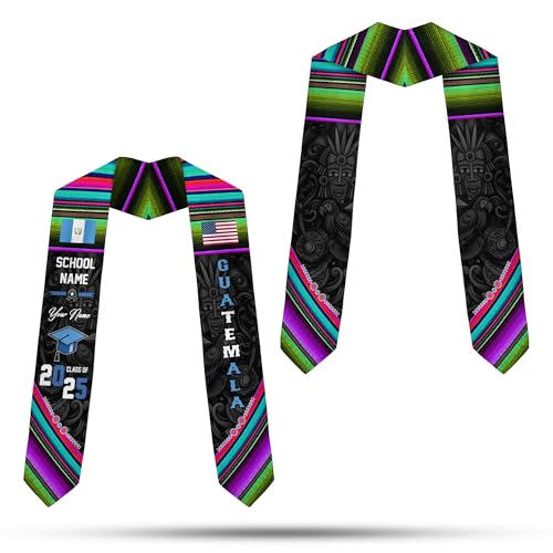 MonkeyVan Custom Guatemala Graduation Sash, Personalized Guatemalan Graduation Sash 2025, Guatemala American Graduation Sashes Gtm4
