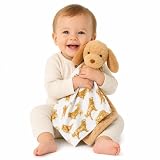Mud Pie Golden Retriever Woobie Lovey Blanket, Plush Baby Security Blanket with Chime Rattle and Minky Lining