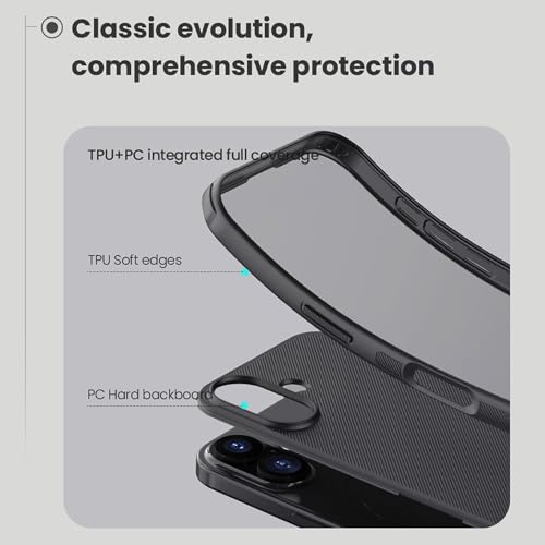 Image of Nillkin Case for Apple iPhone 17 (6.3 inch Inch) Super Frosted Shield Pro (PC + TPU) Shock Absorb Cover Raised Bezel Camera Protect Without Logo Cut Black Color
