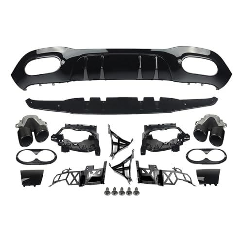 Difusor trasero negro deportivo con terminales de escape para Benz Clase A W177 Hatchback