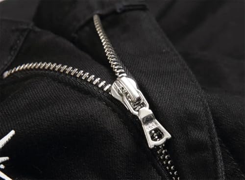 Men's Mid-Waist Am Embroidered Elastic Slim Fit Skinny Jeans Long Pants3