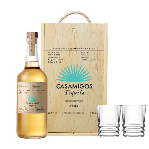 Personalised Casamigos Tequila Reposado Gift Set – 70cl Bottle (40% ABV) with Branded Shot Glasses – Premium Tequila Gift for Him or Her – Ideal for Birthdays, Celebrations & Alcohol Gift Sets