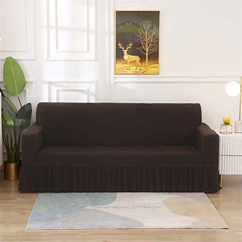 Housse extensible pour canapé 4 places usé couleur deep coffee - 2