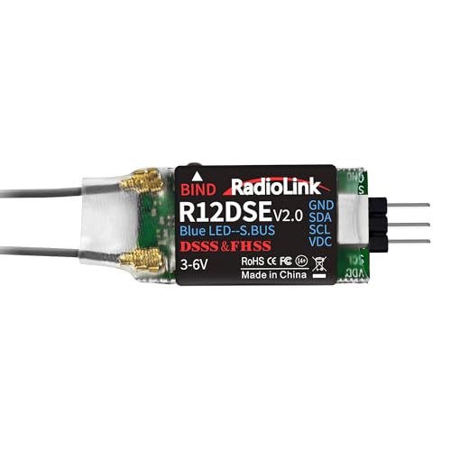Radiolink R12DSE 2.4Ghz 12 Channels Micro RC Receiver SBUS/PPM Voltage Telemetry Long Range Control for FPV Racing Drone, Quadcopter, Helicopter