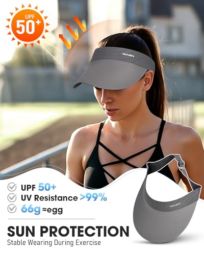 Image of YANIKY Sun Visor Hat for Women,UPF50+ Seamless Sun Hats Men Women Lightweight Sports Cap Stretchy Ponytail Hat for Outdoor