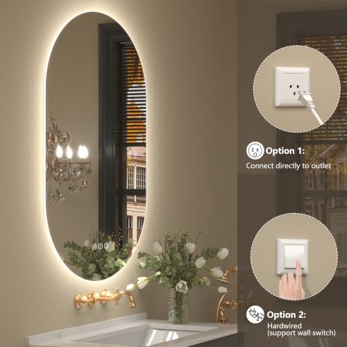 Image of 40x24 Inch Oval Backlit LED Bathroom Mirror with Lights