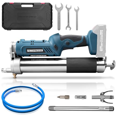 IRONDELIC 2-In-1 Akku Fettpresse Kompatibel mit Makita 18V Akkus 12000 PSI Bürstenlose Elektrische Fettpresse mit 3 Mundstück und LED-Leuchte für LKWs Bauernhöfe (Ohne Akku)