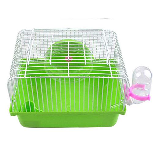 Small Pet Hamster Cage with Running Wheel Water Bottle Food Basin Portable Carrier House Mice Home Habitat for Going Out, Traveling (Green) - Image 5