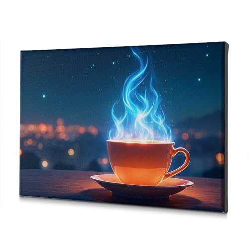 Tableau salle de bain tasse de flamme bleue impression sur toile 30x40 cm