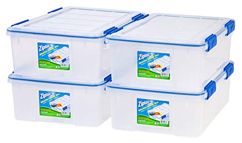 Ziploc WeatherShield 26.5 Quart Storage Box, 4 Pack, Clear