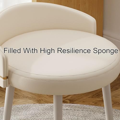 Moderno sgabello da toeletta con gambe in metallo bianco, sedia da trucco imbottita con schienale basso, adatto per camera da letto o soggiorno, elegante design girevole, compatto e confortevole